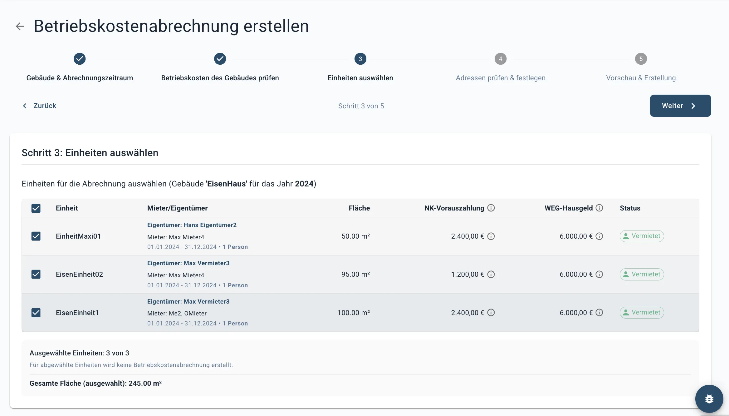Nebenkostenabrechnung in Minuten (zum Vergrößern aktivieren)