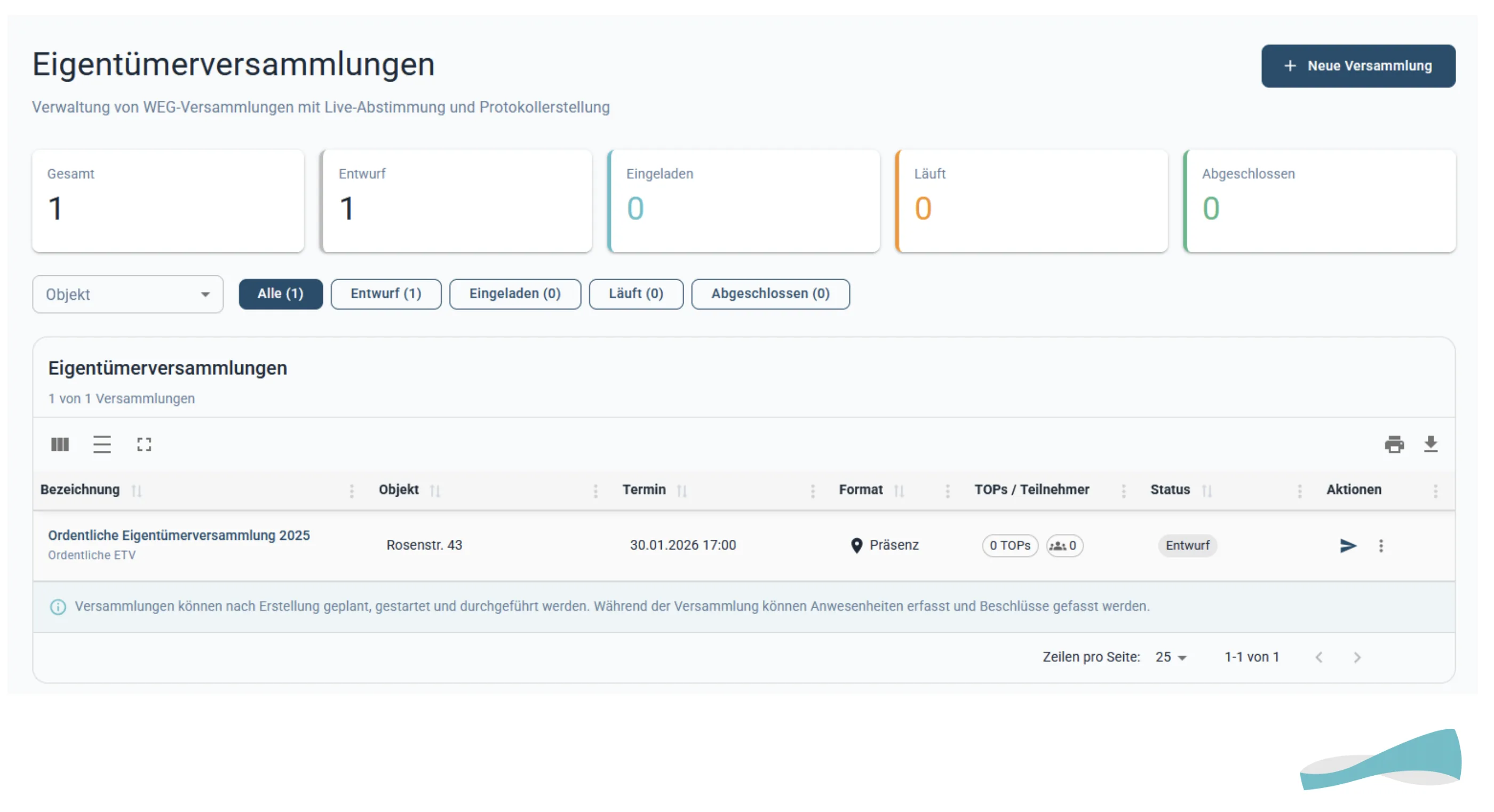 CasaManager Dashboard – Hausverwaltungssoftware für WEG und Mietverwaltung online (zum Vergrößern aktivieren)